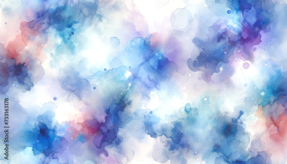 Aufkleber watercolor abstract background with soft clouds of blue and pink hues. generative ai