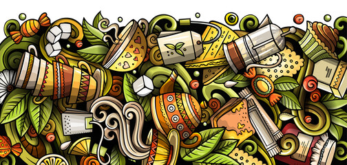 Tea time cartoon banner design