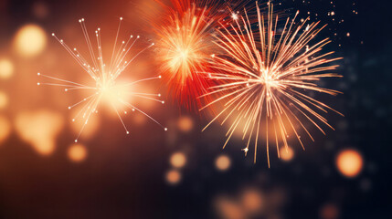 Naklejka premium Fireworks festive holidays celebration concept.