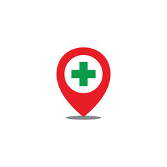 plus medical pin location symbol icon vector