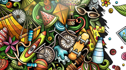 Fototapeta premium Summer cartoon banner design