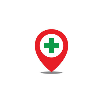 plus medical pin location symbol icon vector