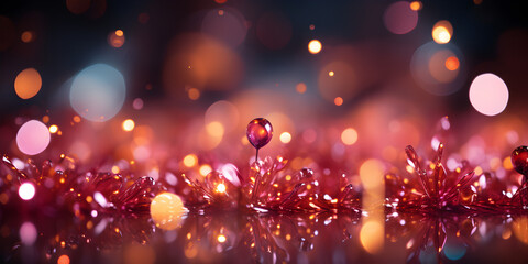 Abstract bokeh shimmering pink glitter decorations with blurry defocused background