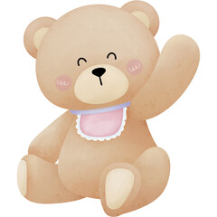 Cute teddy bear, Smile face, transparent background