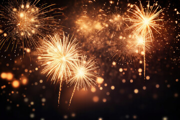 Naklejka premium Fireworks festive holidays celebration concept.