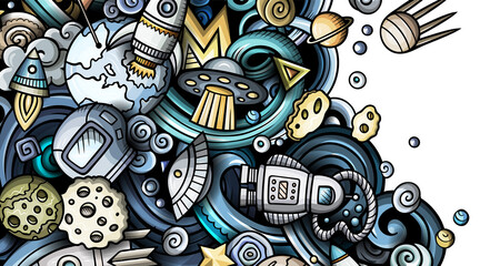 Obraz premium Outer Space cartoon banner design
