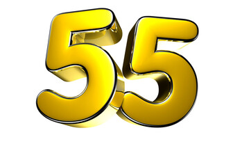 55 gold 3D illustration. Advertising signs. Product design. Product sales. Product code