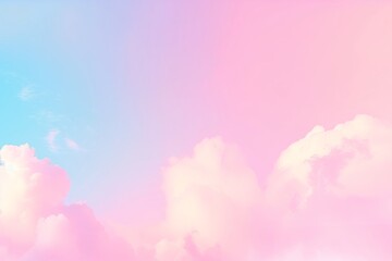 A tranquil and visually soothing image displaying a dreamlike sky with fluffy clouds bathed in soft pastel colors of pink and blue. The gentle gradient and light texture provide a peaceful and