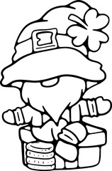 Happy St Patrick's Day gnome Draw vector illustration banner design with. Doodle cartoon style
drawing book