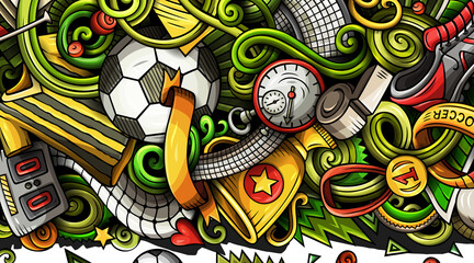 Obraz premium Soccer cartoon banner illustration