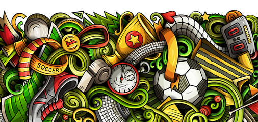 Soccer cartoon banner illustration © balabolka