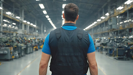 Inside the Hangar, Engineer with black vest jacket, Airplane, and Tools in Modern Aircraft Maintenance
