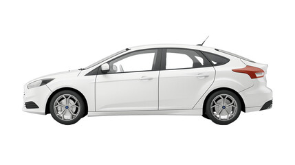Fototapeta premium Passenger car isolated on a white background, with clipping path. Full Depth of field. Focus stacking, side view.