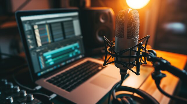 Professional Microphone Setup in Recording Studio