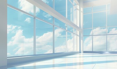 Blue Room with Sunlight Through Window Grid.