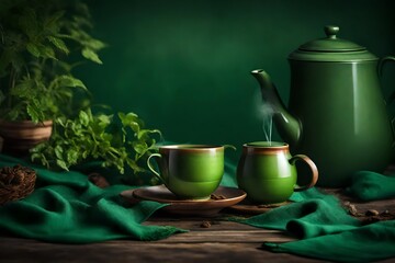 tea on the  table green color