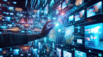 Futuristic Interactive Technology Display with Touch Interface