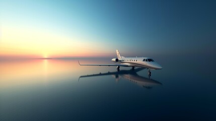A minimalist sky serves as a serene canvas, accentuating the jet's grandeur.