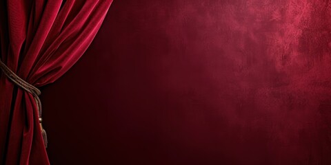 Background with luxurious red velvet theater curtain, perfect for a movie theater grand opening banner, a stage performance poster, or as a background for award ceremony announcements.