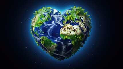 Heart shaped planet earth icon. Save the world. Eco friendly environmental message. Love.