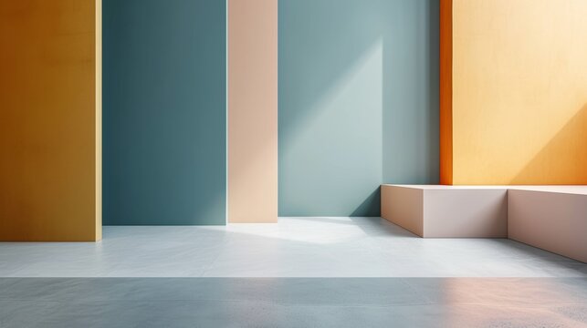 Geometric shapes in muted tones evoke a sense of professionalism