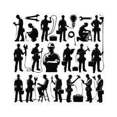 silhouettes Vector collection white background