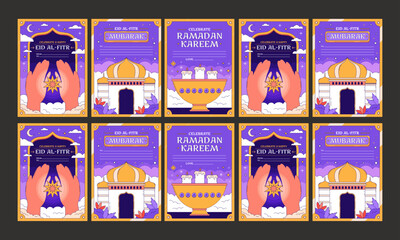 happy celebrate ramadan day vector illustration flat design template