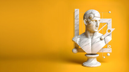 Cyber Era Art: The Fusion of a Marble Bust and AI