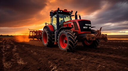 A tractor ploughing a field.