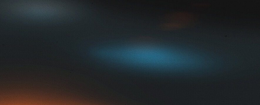 Black orange blue grey bokeh with grainy noise grungy empty space airbrush texture.  rough abstract retro vibe shine bright light and glow background template color gradient.
