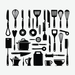 silhouettes Vector collection white background