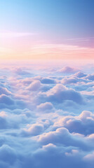 Fototapeta na wymiar Aerial view of Beautiful sunrise sky above clouds or fog with dramatic light at dawn.