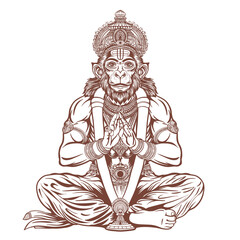 Vector Hanuman Illustration Hand Drawn
