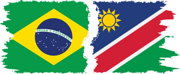 Namibia and Brazil grunge flags connection vector