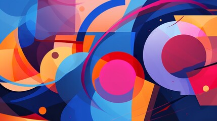 Vibrant circles and lines dance across a canvas, creating a modern masterpiece bursting with color and abstract energy