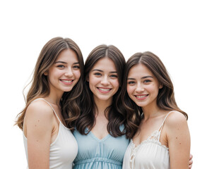 Three Smiling Women Isolated on Transparent Background