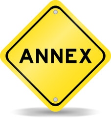 Yellow color transportation sign with word annex on white background r