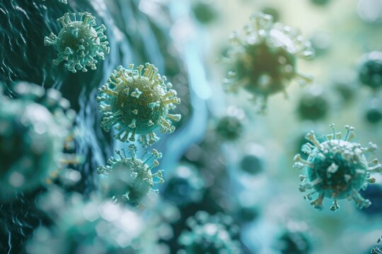 Closeup of virus cells or bacteria