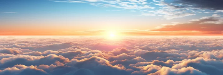 Foto op Canvas Beautiful sunrise sky above clouds with dramatic light in the morning. © Wararat