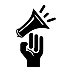 minimal car horn icon vector silhouette, black color, stop horn, white background