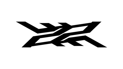 Vehicle decal stripes. DP letter with lightning storm design style. Trendy striping graphic element in black fill vector illustration. Editable and suitable for many purposes. © Fasih Abdullah
