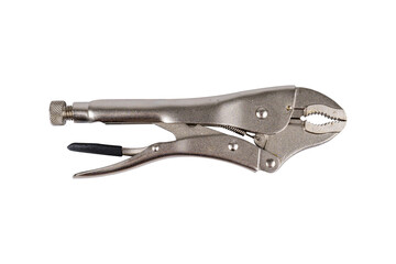 Stainless steel metal pliers isolated on white background.