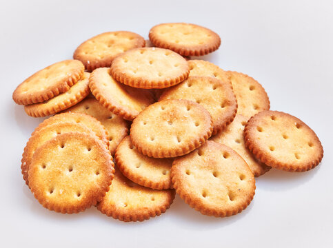  Delicious group of salty biscuits over isolated white background