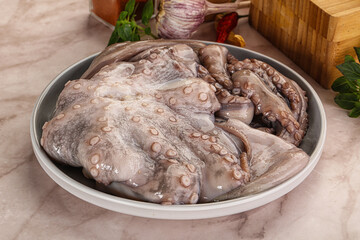Raw cold octopus for cooking