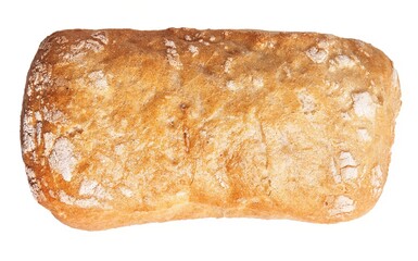 Closeup isolated image of a crusty loaf of bread on a white background perfect for bakery or nutrition themes.