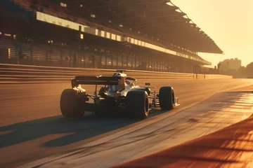 Foto op Aluminium formula one car back view on the track while driving © pier