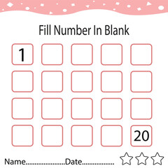 Fill number in the blanks with a 1-20 number