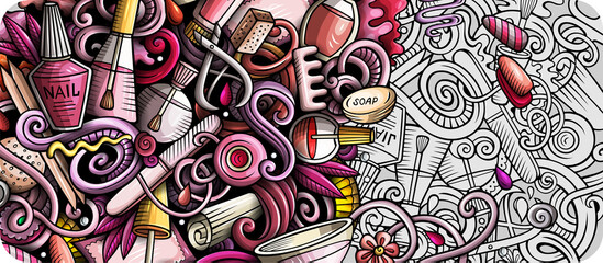 Nail Salon detailed cartoon illustration