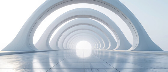 An abstract archway  of minimalist cityscapes.