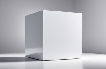 A rectangular white pedestal on a white background. Podium for product advertising.